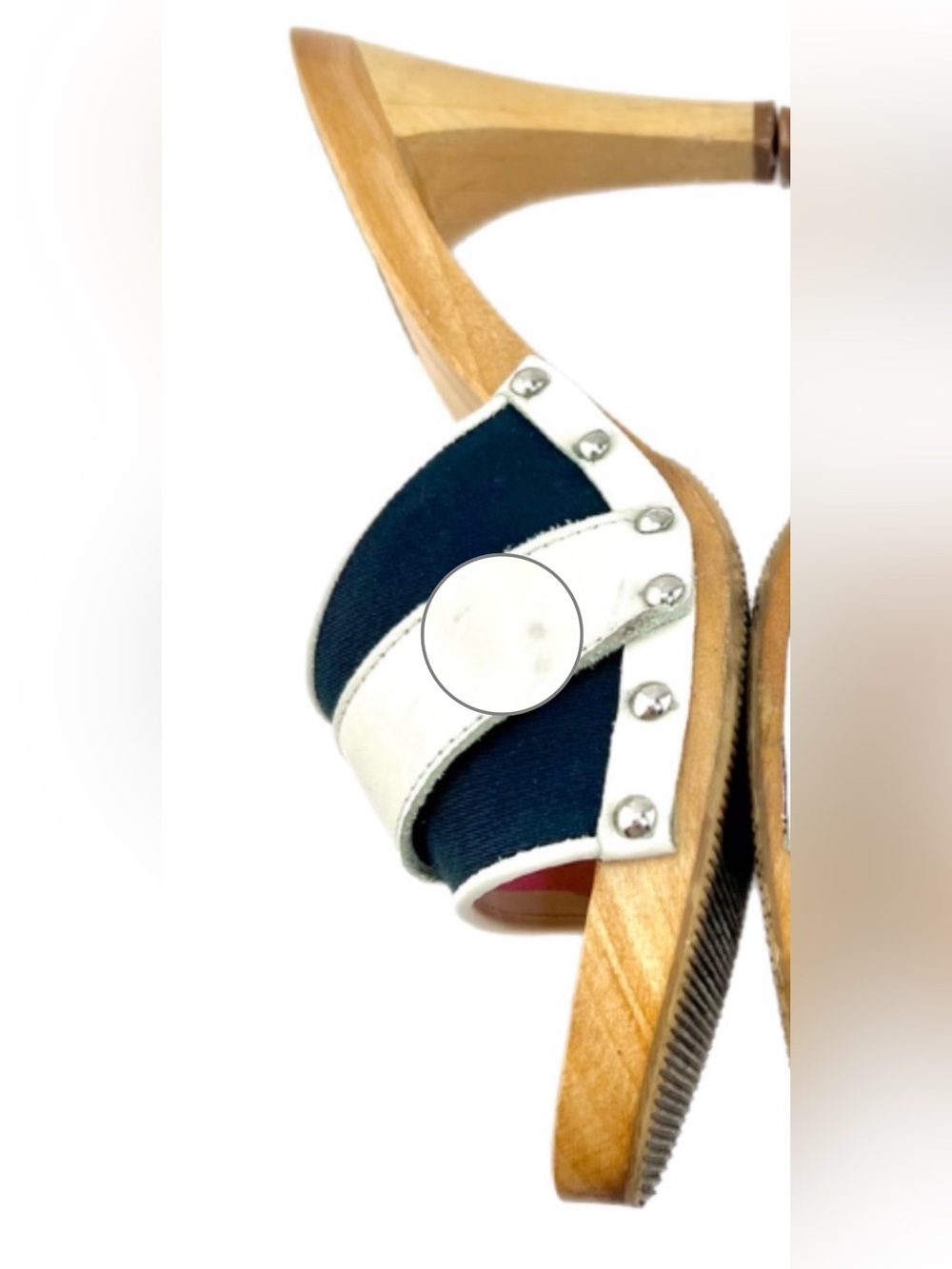 COACH Navy and White Wood Heel Mule Y2K - 7.5 M - Picture 12 of 12